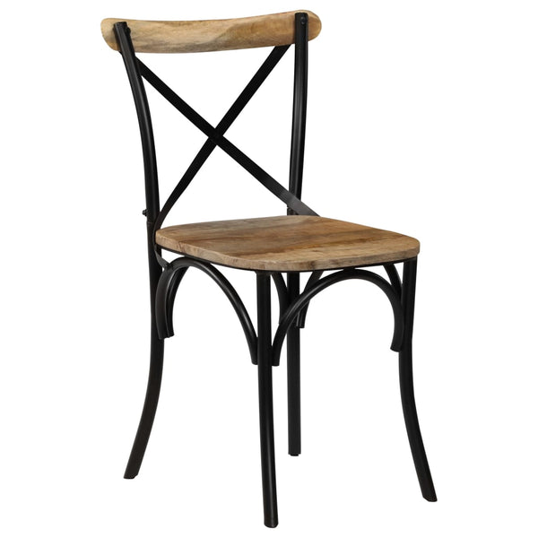 vidaXL Chaises croisées 2 pcs Noir Bois de manguier massif