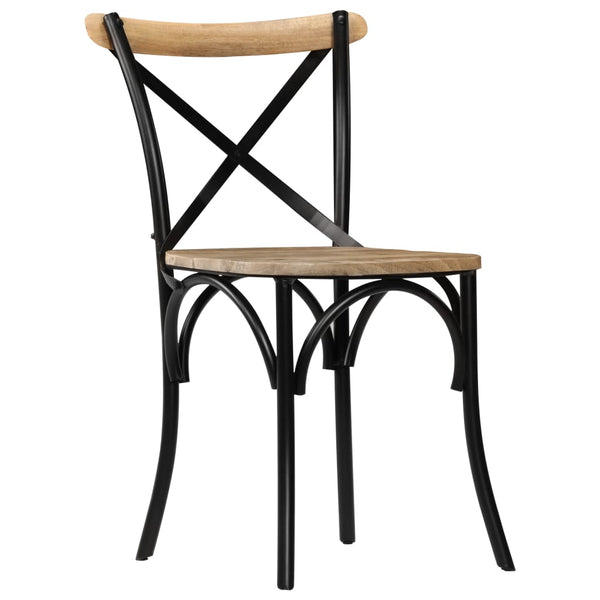 vidaXL Chaises croisées 2 pcs Noir Bois de manguier massif