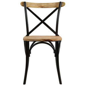 vidaXL Chaises croisées 2 pcs Noir Bois de manguier massif