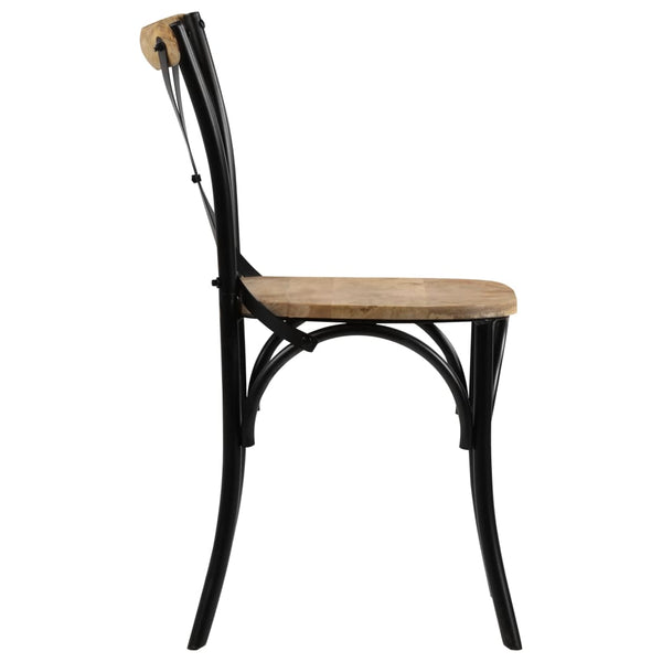 vidaXL Chaises croisées 2 pcs Noir Bois de manguier massif