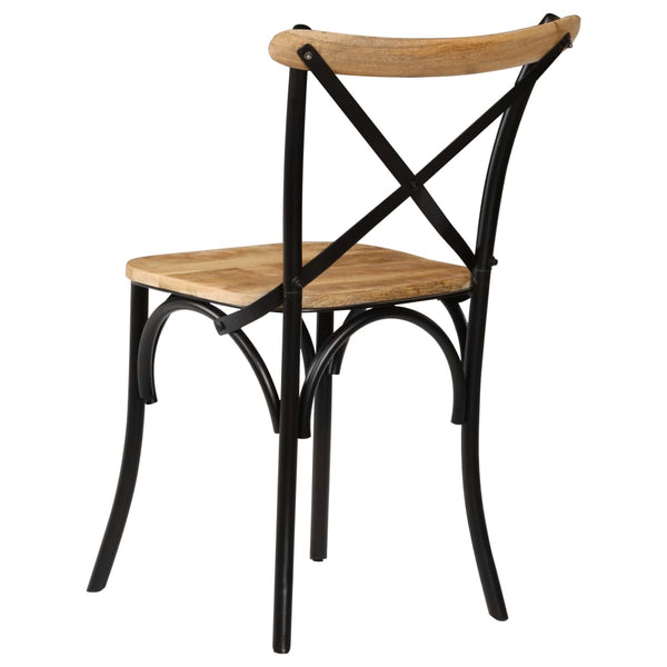 vidaXL Chaises croisées 2 pcs Noir Bois de manguier massif