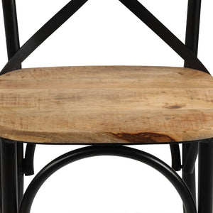 vidaXL Chaises croisées 2 pcs Noir Bois de manguier massif