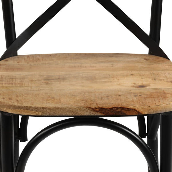 vidaXL Chaises croisées 2 pcs Noir Bois de manguier massif