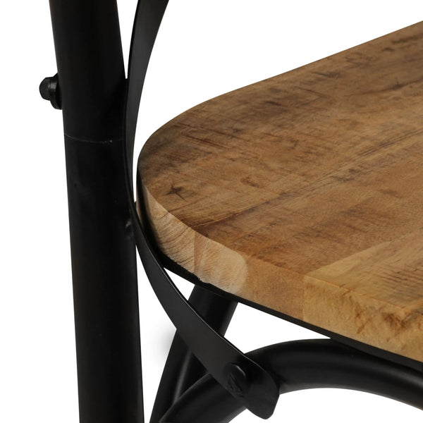 vidaXL Chaises croisées 2 pcs Noir Bois de manguier massif