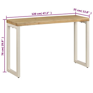 Konsolentisch 120x35x76 cm Stahl und Massivholz Mango