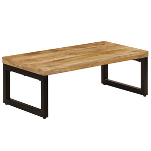 Couchtisch 100x50x35 cm Massivholz Mango und Stahl