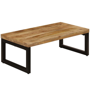 Couchtisch 100x50x35 cm Massivholz Mango und Stahl