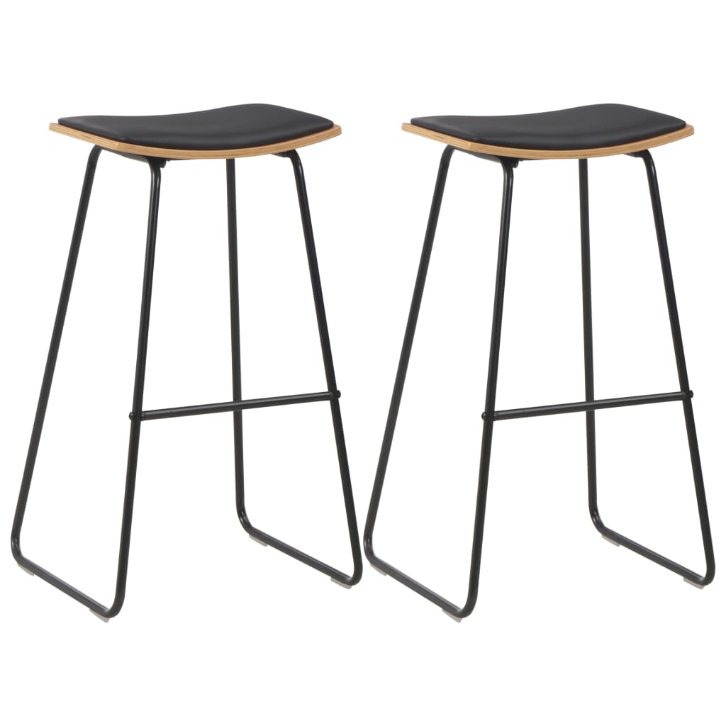 vidaXL Tabourets de bar 2 pcs Similicuir Noir