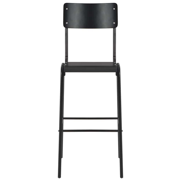 Barhocker 2 Stk. Schwarz Massives Sperrholz Stahl