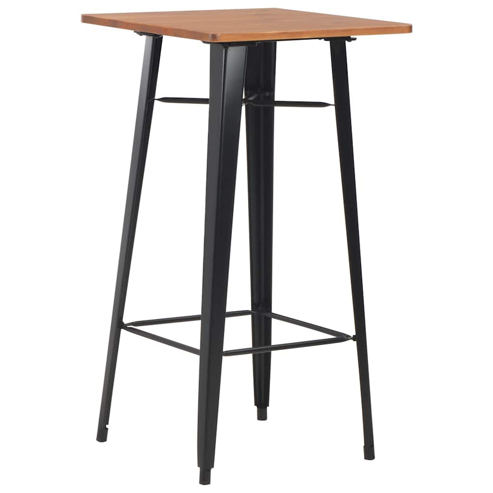 vidaXL Table de bar noir 60x60x108 cm bois de pin massif et acier