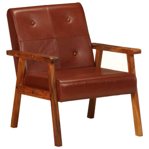 vidaXL Armchair Brown Genuine Leather