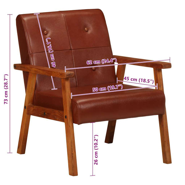 vidaXL Armchair Brown Genuine Leather