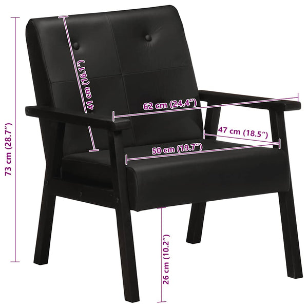 vidaXL Armchair Black Genuine Leather