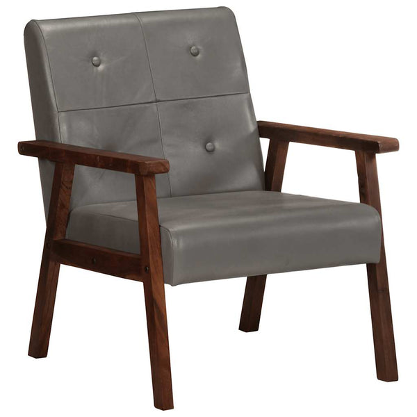 vidaXL Fauteuil Gris Cuir Véritable