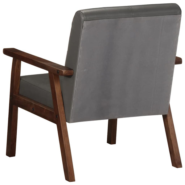 vidaXL Fauteuil Gris Cuir Véritable