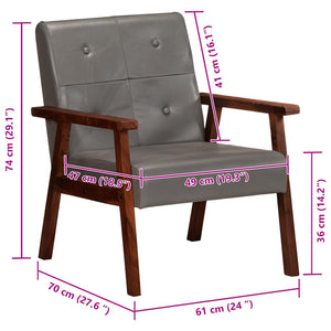 vidaXL Fauteuil Gris Cuir Véritable