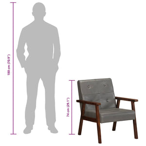 vidaXL Fauteuil Gris Cuir Véritable