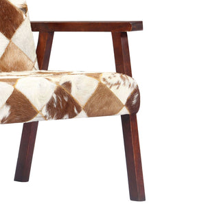vidaXL Fauteuil blanc et marron en cuir de chèvre véritable