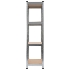 Regale mit 4 Böden 2 Stk. Silbern Stahl & Holzwerkstoff