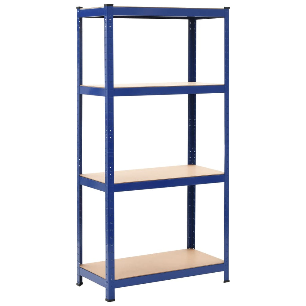 Lagerregale mit 4 Böden 2 Stk. Blau Stahl & Holzwerkstoff