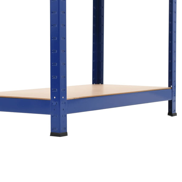Lagerregale mit 4 Böden 2 Stk. Blau Stahl & Holzwerkstoff