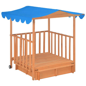 vidaXL Maison de jeux pour enfants avec bac à sable Bois de sapin Bleu UV50