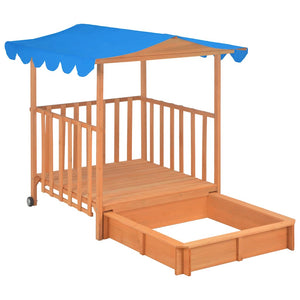 vidaXL Maison de jeux pour enfants avec bac à sable Bois de sapin Bleu UV50