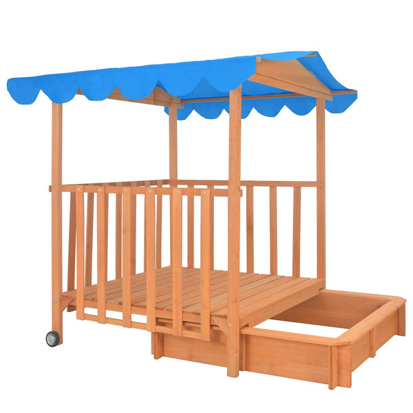vidaXL Maison de jeux pour enfants avec bac à sable Bois de sapin Bleu UV50
