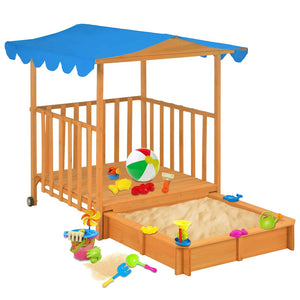 vidaXL Maison de jeux pour enfants avec bac à sable Bois de sapin Bleu UV50