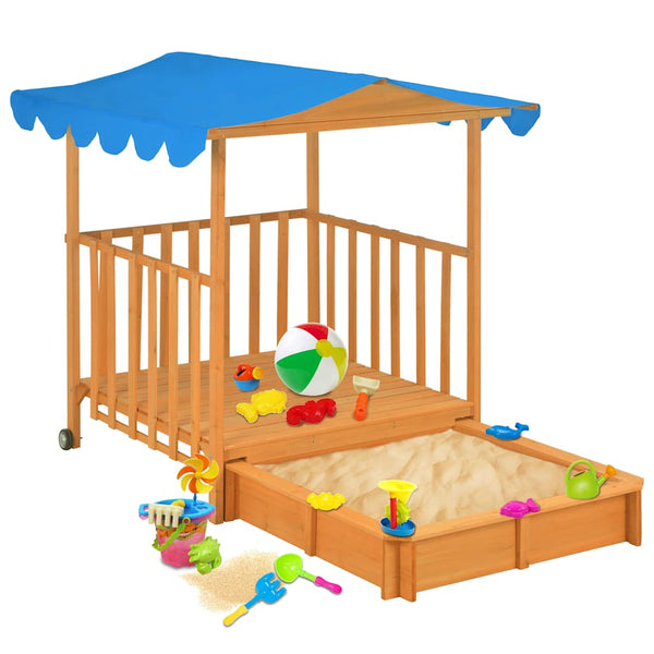 vidaXL Maison de jeux pour enfants avec bac à sable Bois de sapin Bleu UV50