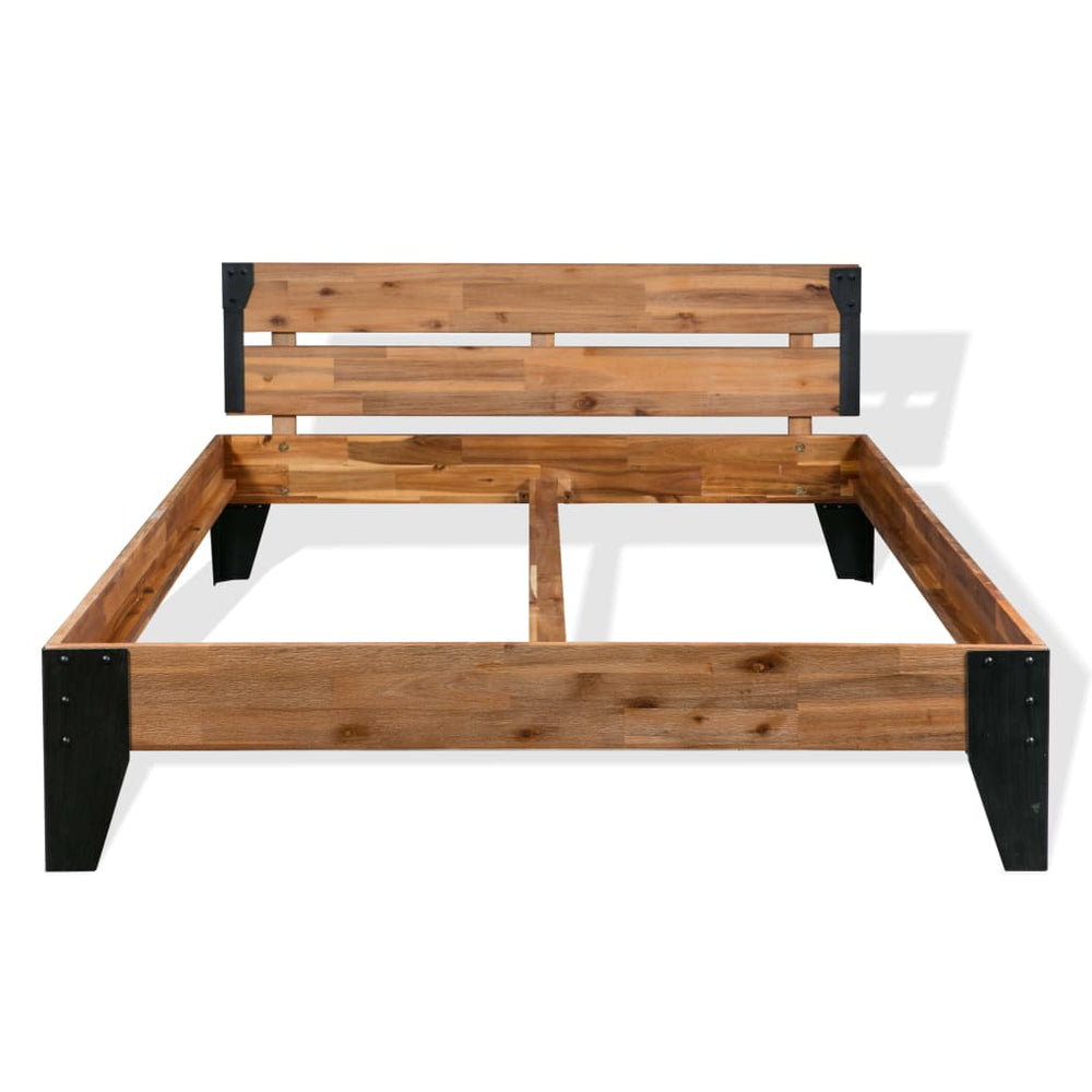 vidaXL Lit en bois massif d'acacia et acier 152x203 cm