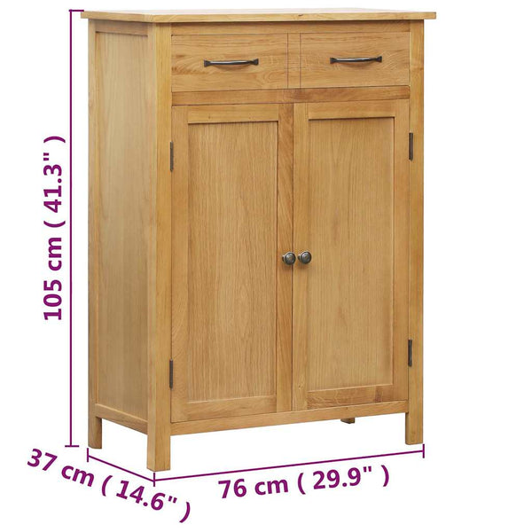 Schuhschrank 76x37x105 cm Eiche Massivholz
