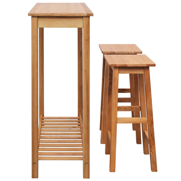 3-tlg. Bar-Set Massivholz Eiche
