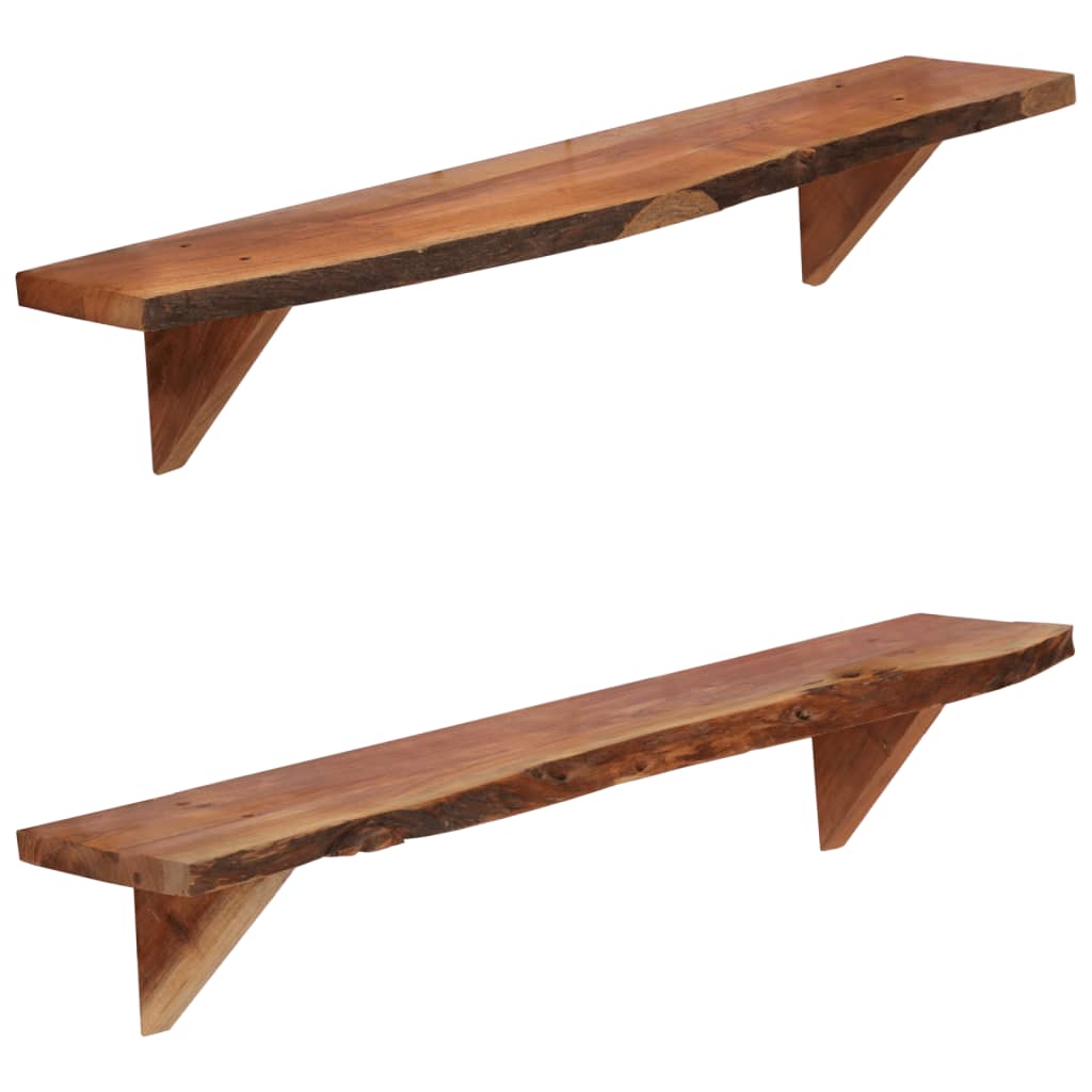 vidaXL Étagères murales 2 pcs 90 x 20 x 18 cm Bois d'acacia massif