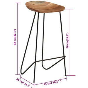 vidaXL Tabourets de bar 2 pcs Bois d'acacia massif
