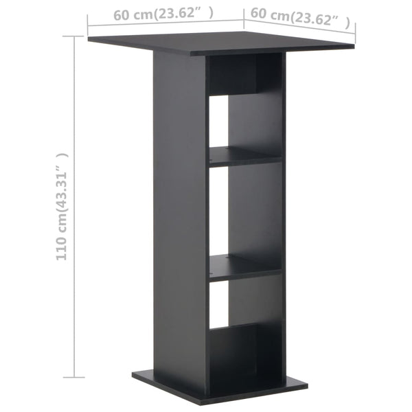 vidaXL Table de bar noir 60x60x110 cm