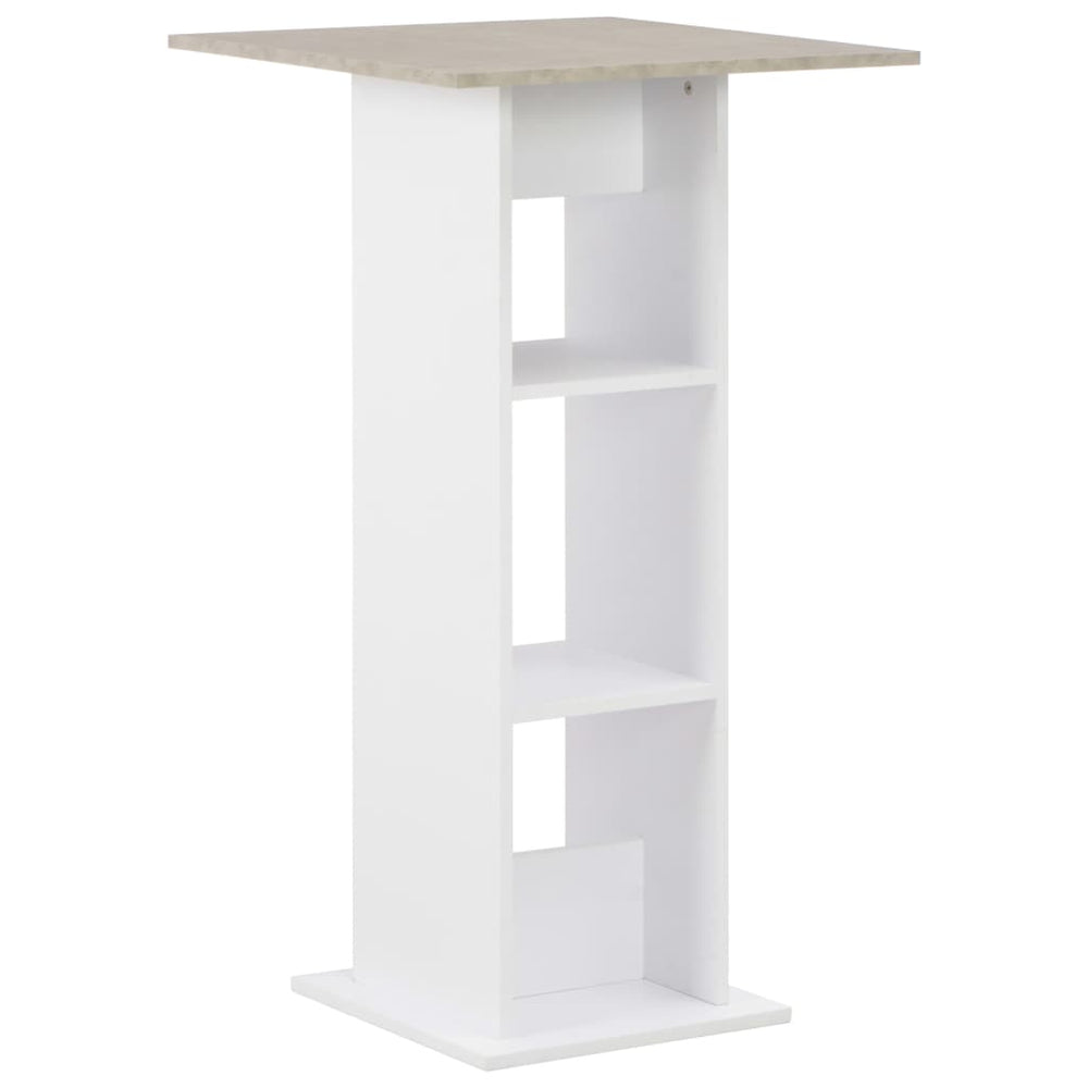 vidaXL Table de bar blanc et béton 60x60x110 cm
