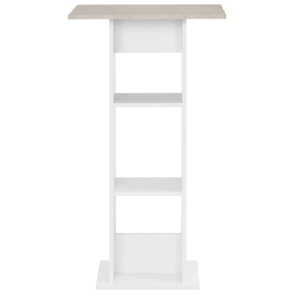 vidaXL Table de bar blanc et béton 60x60x110 cm