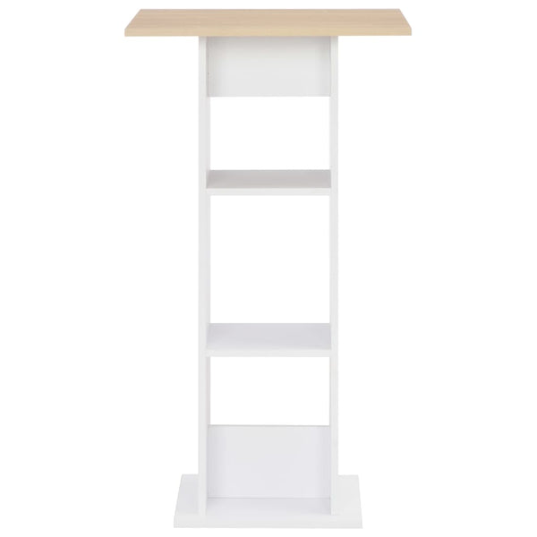 vidaXL Table de bar Blanc et chêne Sonoma 60x60x110 cm