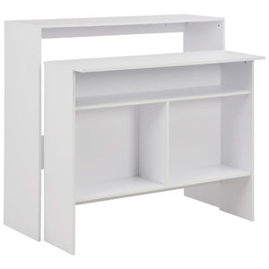 vidaXL Table de bar avec 2 plateaux Blanc 130x40x120 cm