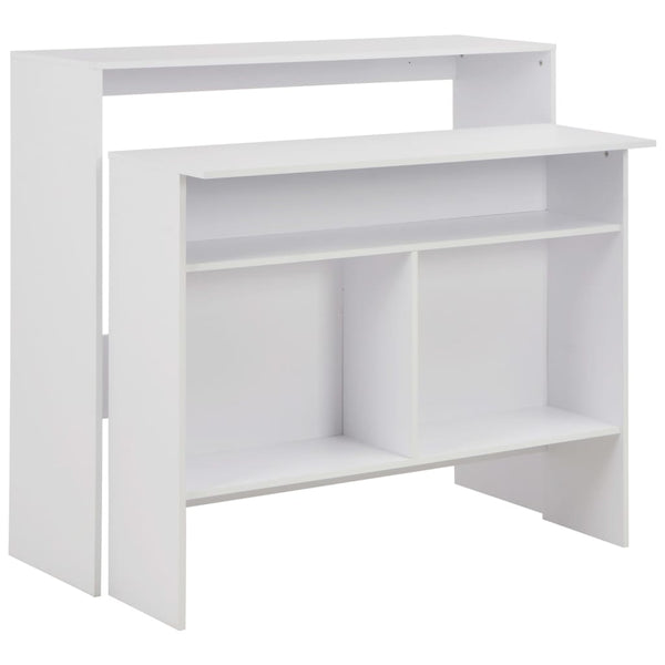 vidaXL Table de bar avec 2 plateaux Blanc 130x40x120 cm