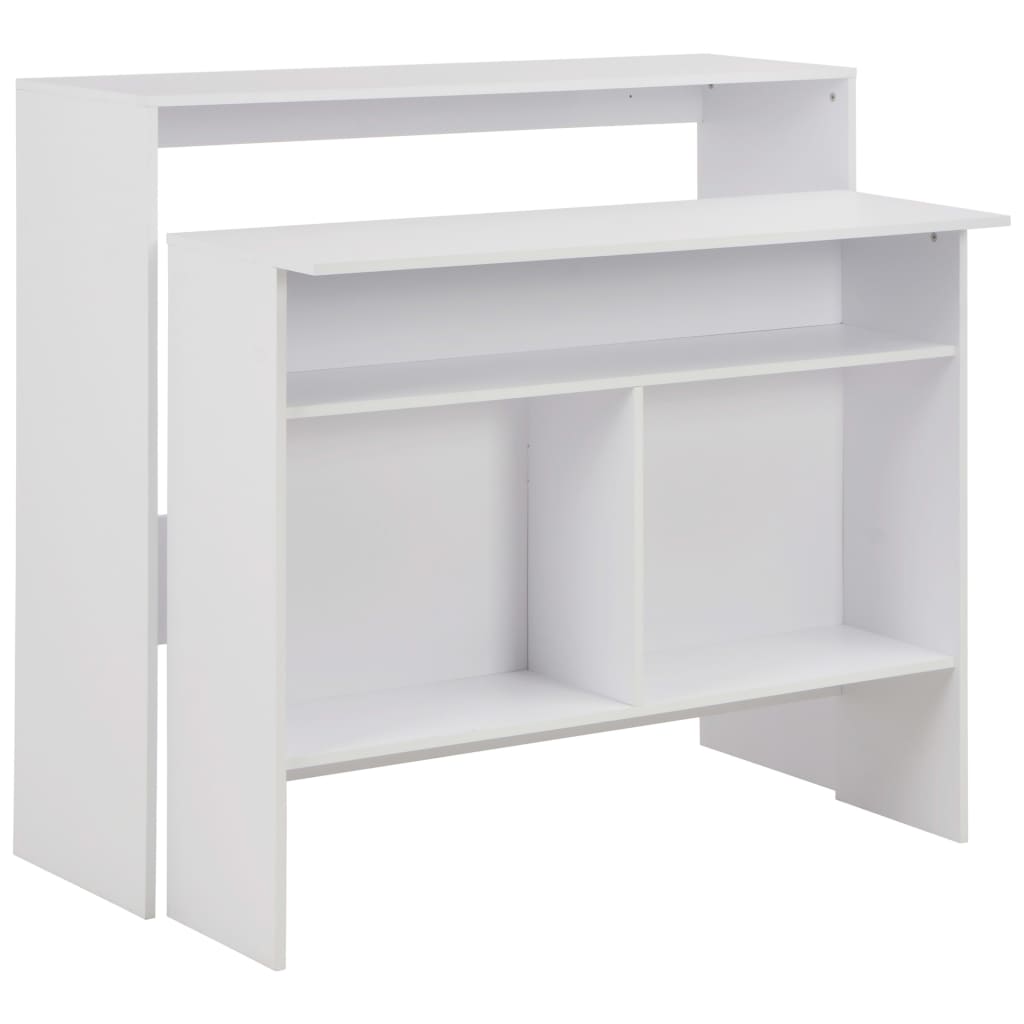 vidaXL Table de bar avec 2 plateaux Blanc 130x40x120 cm