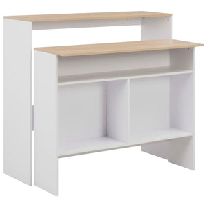 vidaXL Table de bar avec 2 plateaux Blanc et chêne 130x40x120 cm