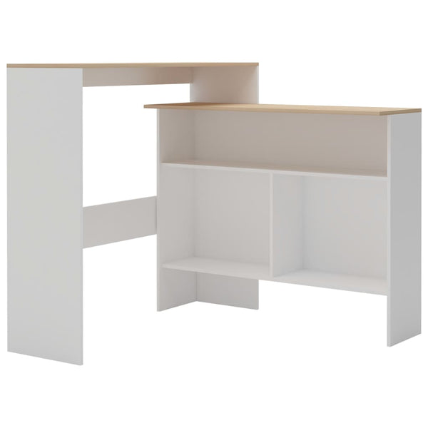 vidaXL Table de bar avec 2 plateaux Blanc et chêne 130x40x120 cm