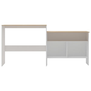 vidaXL Table de bar avec 2 plateaux Blanc et chêne 130x40x120 cm