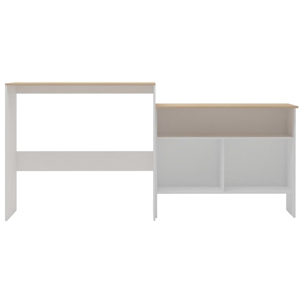 vidaXL Table de bar avec 2 plateaux Blanc et chêne 130x40x120 cm