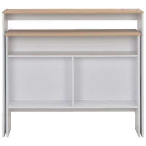 vidaXL Table de bar avec 2 plateaux Blanc et chêne 130x40x120 cm