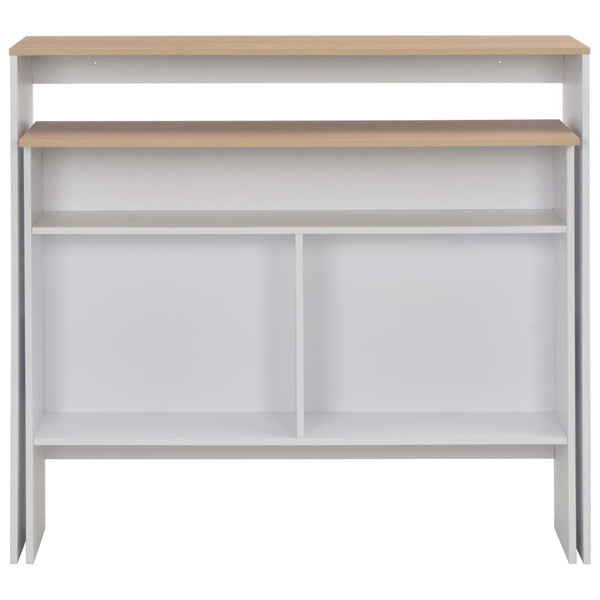 vidaXL Table de bar avec 2 plateaux Blanc et chêne 130x40x120 cm