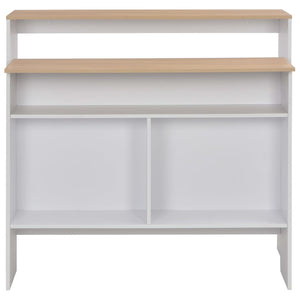 vidaXL Table de bar avec 2 plateaux Blanc et chêne 130x40x120 cm