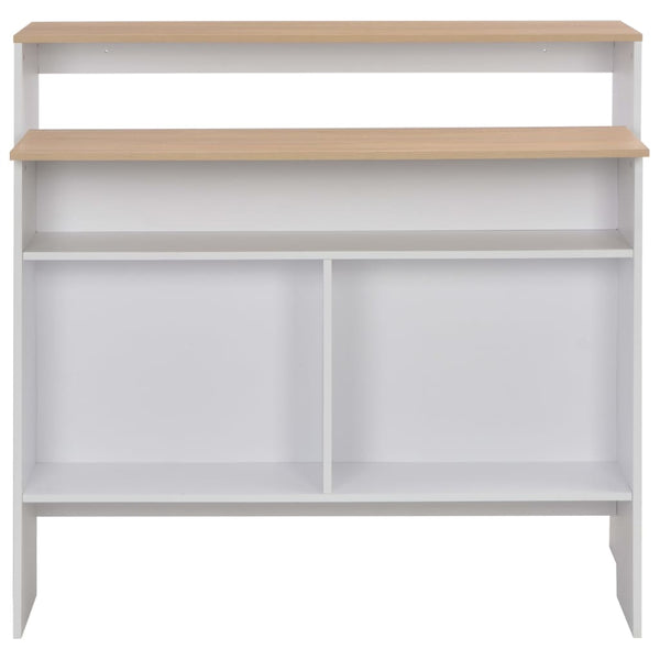 vidaXL Table de bar avec 2 plateaux Blanc et chêne 130x40x120 cm